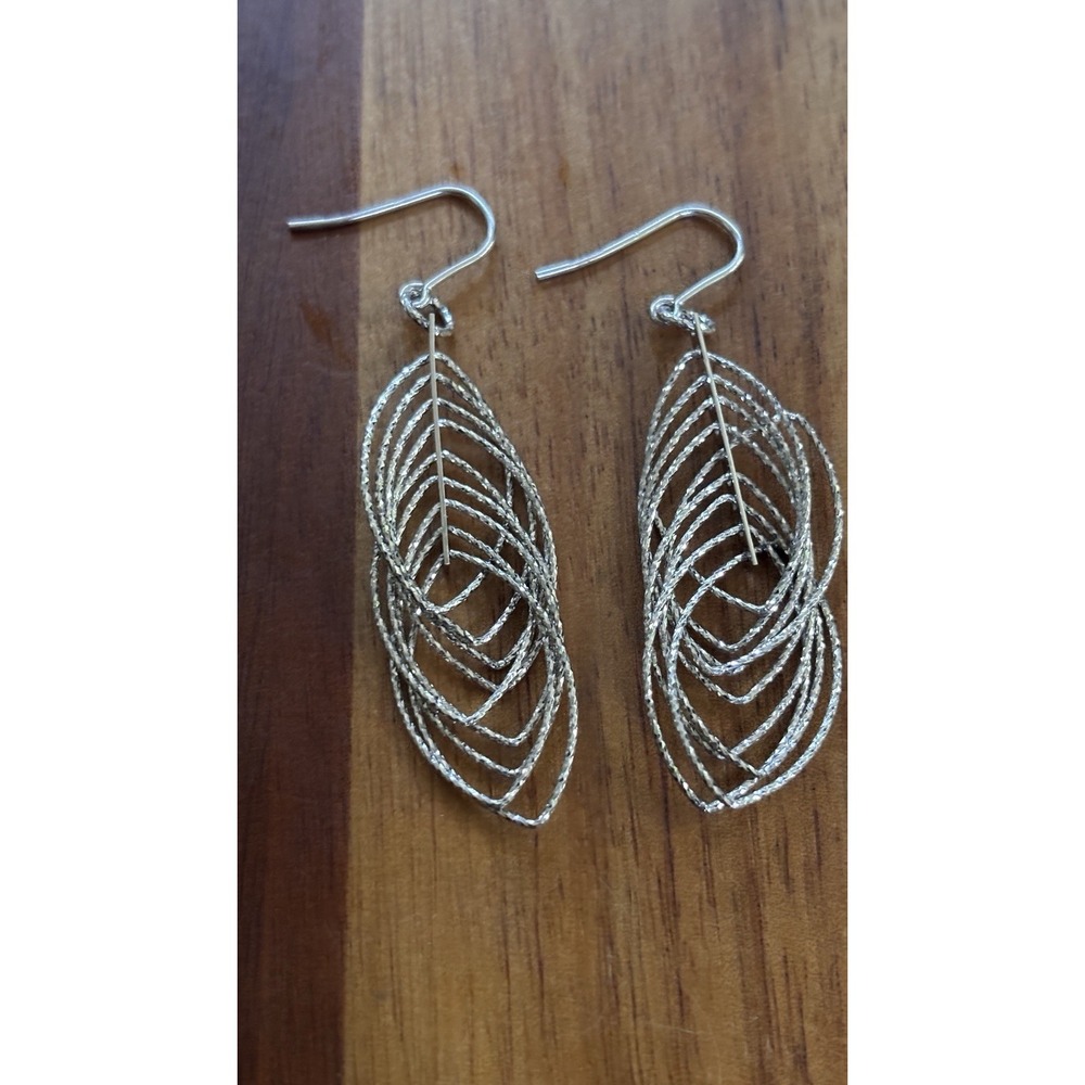 Diamond Cut Articulated Sterling Silver Earrings 925 Dangle Pierced
